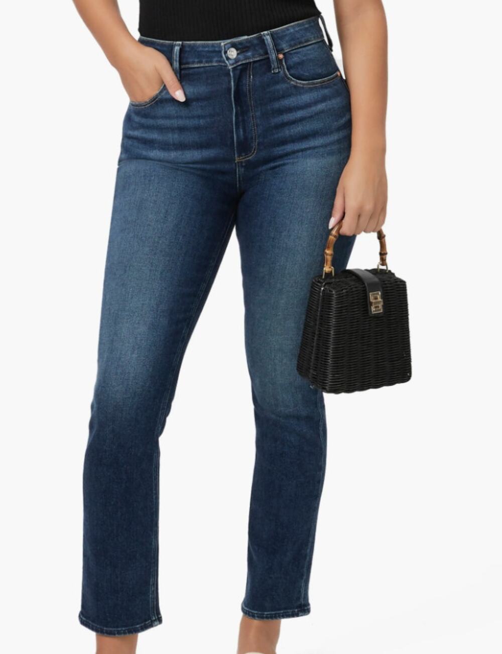 PAIGE Hoxton Ankle Denim Straight Jeans Dark Wash Cotton Stretch Blue Womens 31